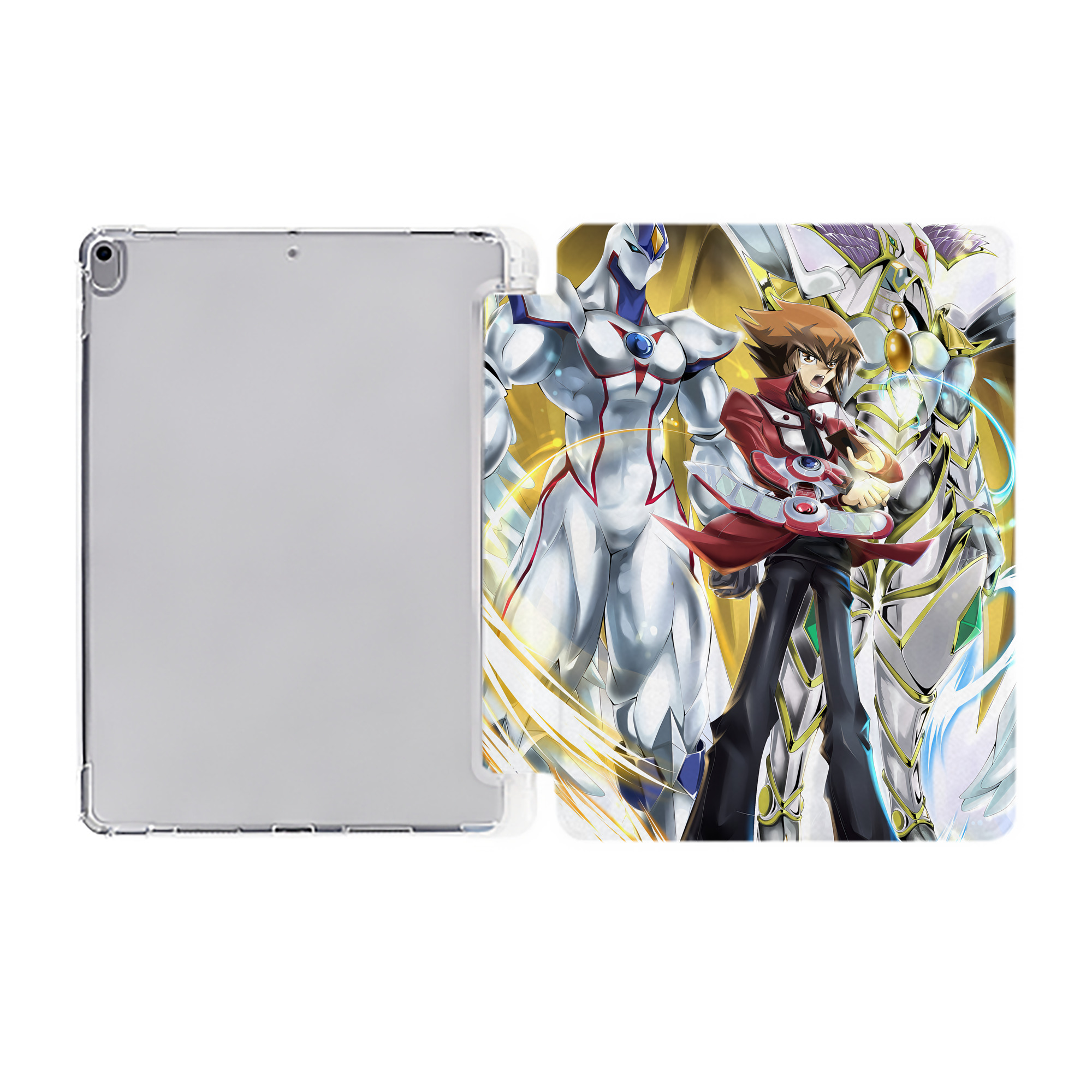 （画像用） 遊☆戯☆王 Yu-Gi-Oh! IPad ケース ペン収納付き 三つ折りスタンド PUレザー×シリコン 対応機種9.5/10.5/10.9インチ